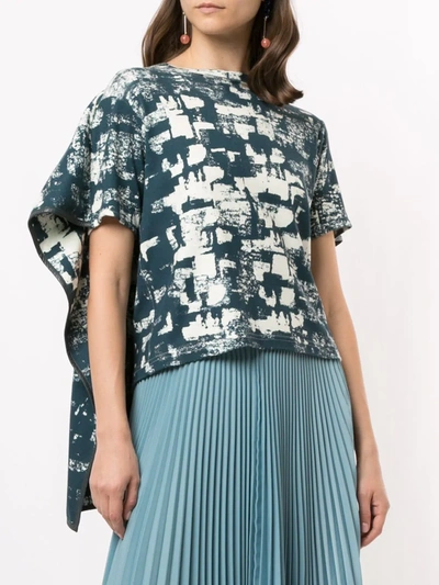 Pre-owned Celine Abstract Print Cape-style Top In Blue