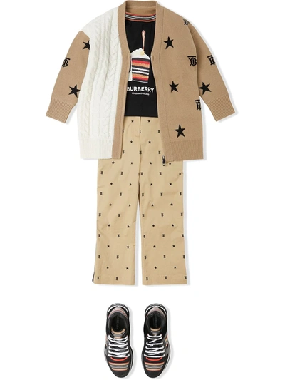 Shop Burberry Start & Monogram Motif Cardigan In Neutrals