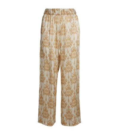 Shop Marie France Van Damme Silk Embroidered Trousers