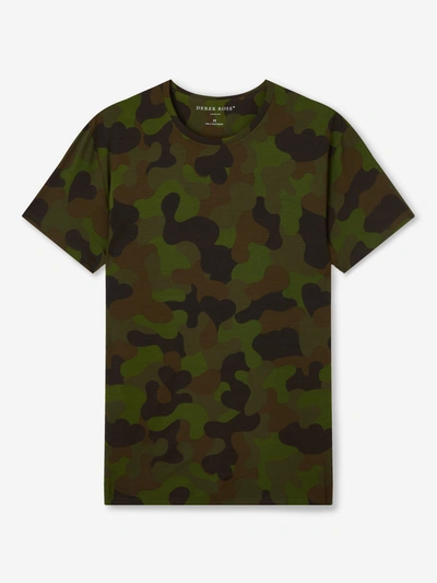 Shop Derek Rose Men's Short Sleeve T-shirt London 2 Micro Modal Stretch Green