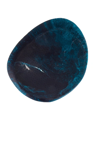 Shop Dinosaur Designs Large Pebble Platter In Moody Blue Swirl