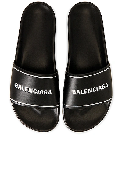 Shop Balenciaga Piscine Slide In Black & Silver