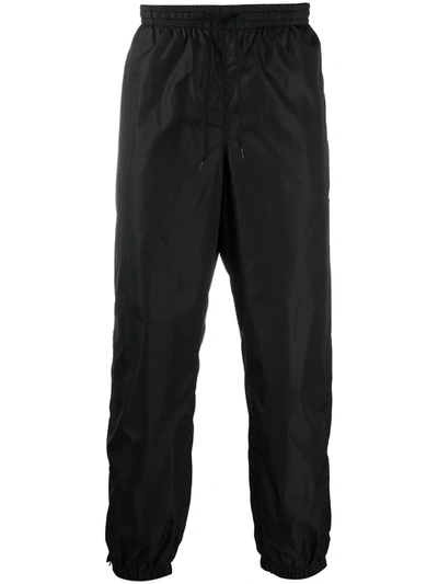 Shop Msgm Embroidered Logo Track Pants In Black