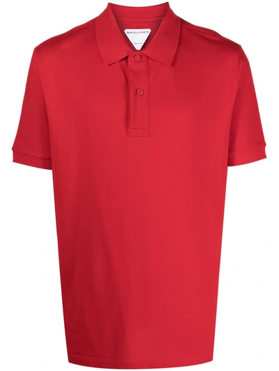 Shop Bottega Veneta Short-sleeve Cotton Polo Shirt In Red