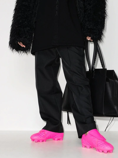 Shop Balenciaga Pink Soccer Sneakers