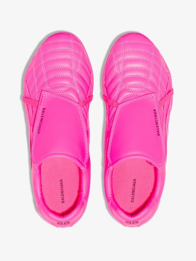 Shop Balenciaga Pink Soccer Sneakers