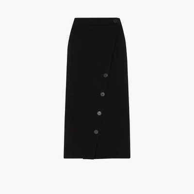 Shop Balenciaga Side Buttoned Pencil Skirt In Black