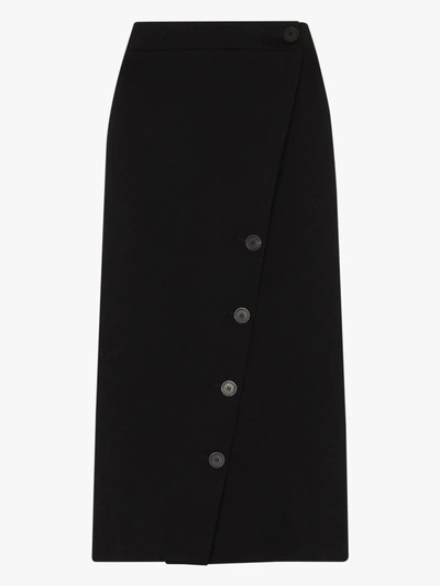 Shop Balenciaga Side Buttoned Pencil Skirt In Black