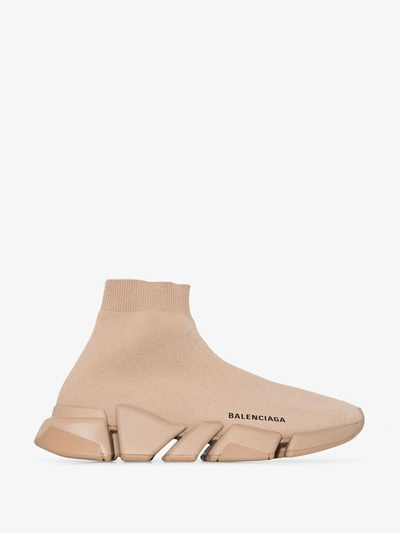 Shop Balenciaga Beige Speed 2 Sock Sneakers In Neutrals