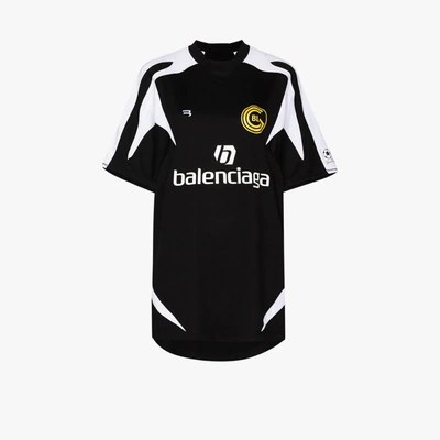 Oversized Logo Mesh Football T-shirt In 1070 Black