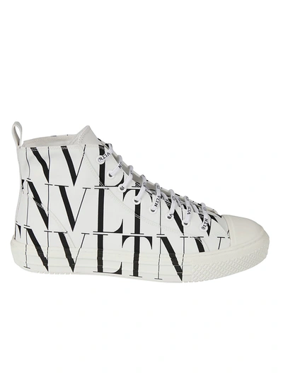 Shop Valentino Logo Print Sneakers In White/black