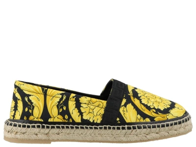 Shop Versace Barocco Espadrilles In Black