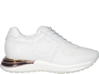 Shop Ferragamo Gancini Detail Sneakers In White