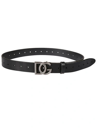 Shop Dolce & Gabbana Initials Buckle Belt In Black