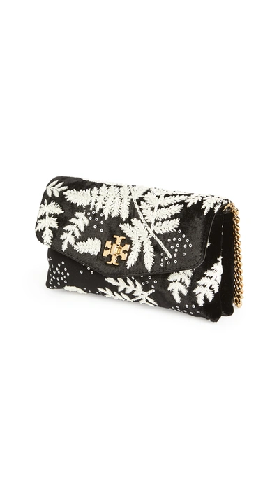 Tory Burch Kira Embroidered Velvet Wallet-on-chain In Black | ModeSens