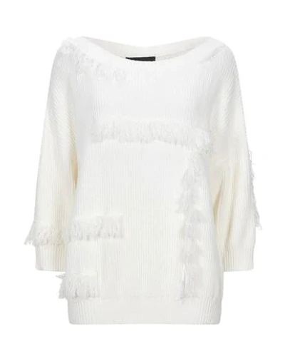 Shop Boutique Moschino Woman Sweater White Size 12 Cotton, Linen, Polyester