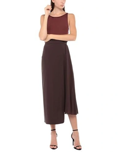 Shop Patrizia Pepe Midi Skirts In Dark Brown