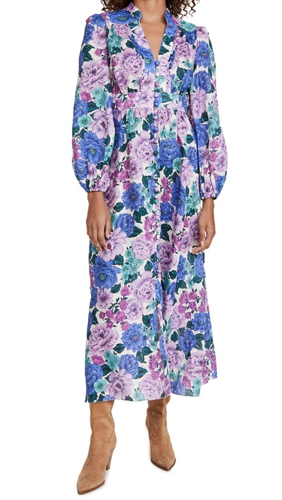 Shop Zimmermann Poppy Plunge Midi Dress In Lilac Floral