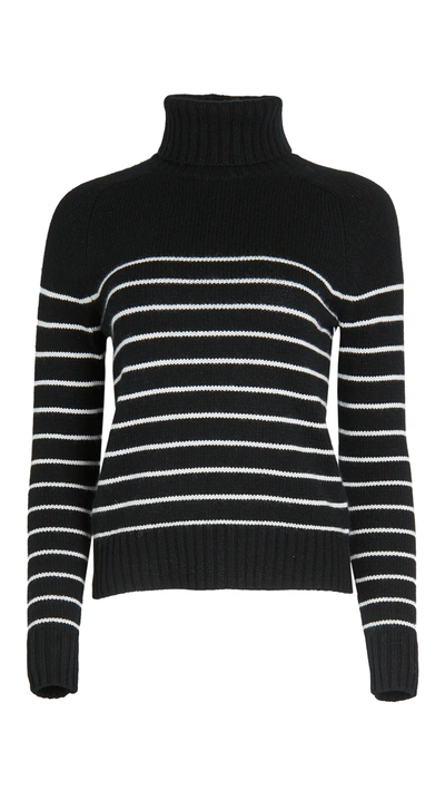 Shop Nili Lotan Molly Cashmere Turtleneck In Black/ivory Stripe