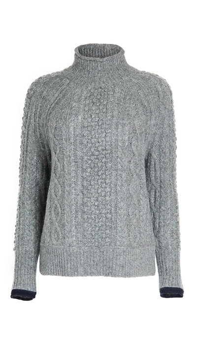 Shop Alex Mill Kamil Cable Sweater In Heather Grey