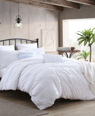 Shop Swift Home Lush Moselle Cotton Ruched Waffle Weave 3 Piece Duvet Cover Set, California King Bedding In White