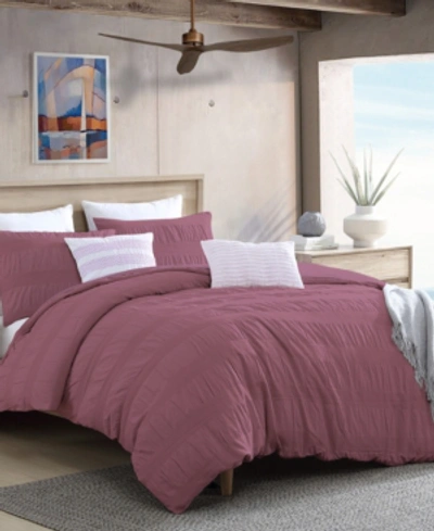 Shop Swift Home Lush Moselle Cotton Ruched Waffle Weave 3 Piece Duvet Cover Set, Full/queen In Dusty Rose