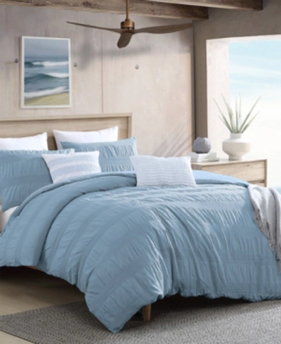 Shop Swift Home Lush Moselle Cotton Ruched Waffle Weave 2 Piece Duvet Cover Set, Twin Xl In Blue