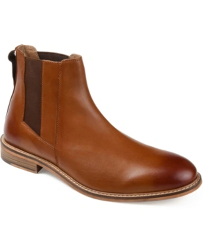 Shop Thomas & Vine Men's Corbin Plain Toe Chelsea Boot In Cognac