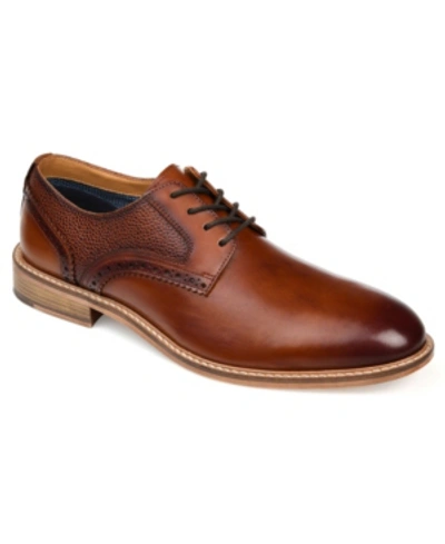 Shop Thomas & Vine Men's Clayton Plain Toe Brogue Derby Shoe In Cognac