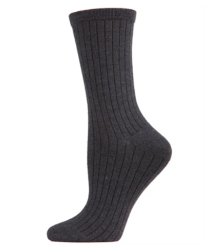 Shop Natori Women's Solid Ribbed Knit Cashmere Blend Crew Socks In Dark Gray