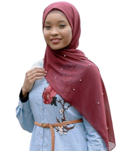 Shop Urban Modesty Women's Pearl Chiffon Hijab In Medium Red