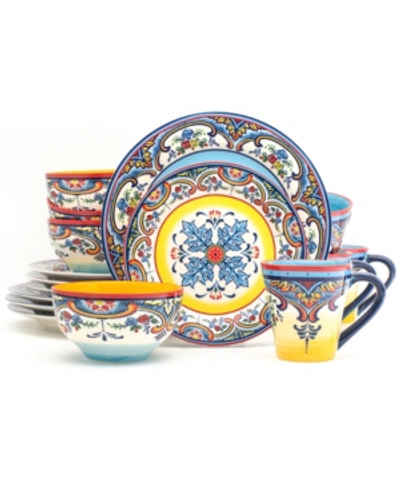 Euro Ceramica Zanzibar 16 Piece Stoneware Dinnerware Set In Multicolor
