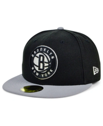Shop New Era Brooklyn Nets Basic 2-tone 59fifty Cap In Black
