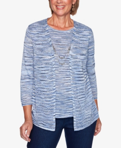 Shop Alfred Dunner Layered-look Necklace Sweater In Navy