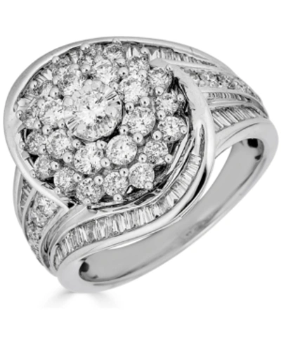 Shop Macy's Diamond Cluster Swirl Ring (2 Ct. T.w.) In 14k White Gold