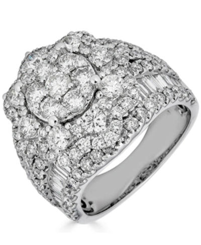 Shop Macy's Diamond Cluster Ring (4 Ct. T.w.) In 14k White Gold