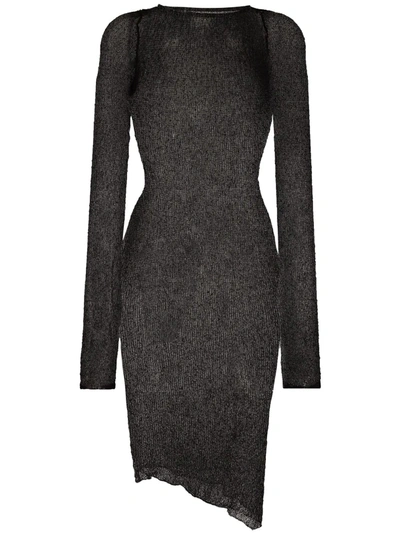 Shop Ambra Maddalena Semi-sheer Cotton Mini Dress In Black
