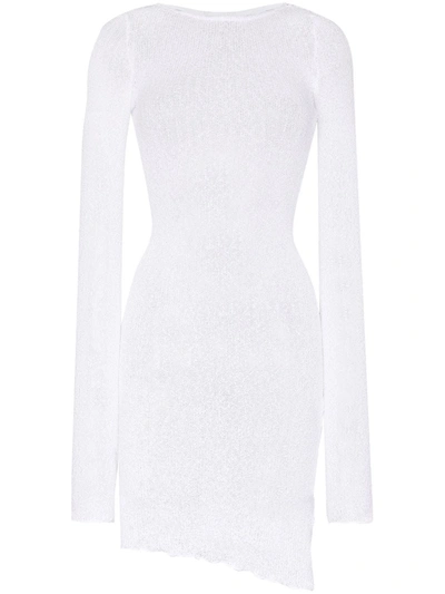 Shop Ambra Maddalena Semi-sheer Cotton Mini Dress In White