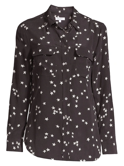 Shop Equipment Starry Night Slim Signature Silk Shirt In Black