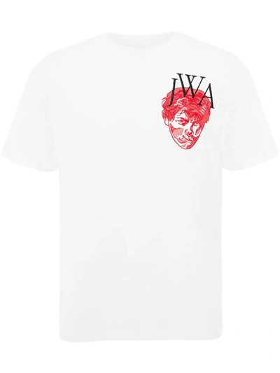 Shop Jw Anderson Embroidered Face Logo T-shirt In White