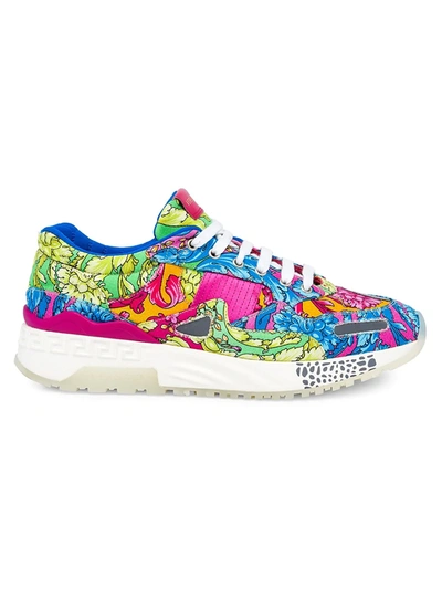 Shop Versace Multi Pattern Achilles Sneakers In Neutral