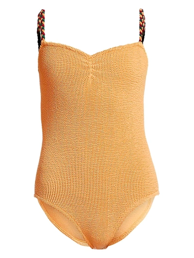 Shop Hunza G Trina Braided Strap One-piece Swimsuit In Spice