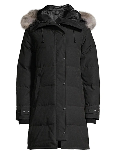 Shop Canada Goose Women's Shelburne Quilted Coyote Fur-trim Parka In Black