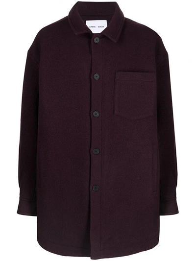 Shop Cmmn Swdn Owen Wool Shirt Jacket In Purple