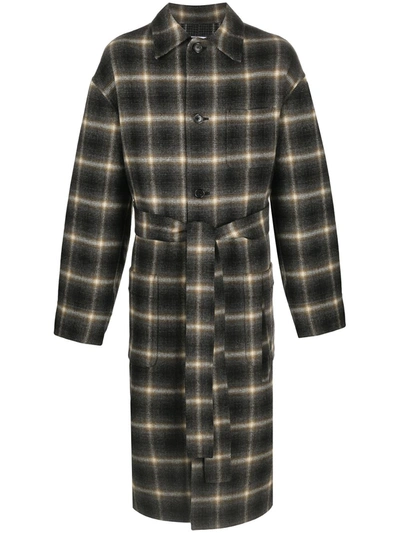 Shop Cmmn Swdn Oversized Checked Coat In Grey