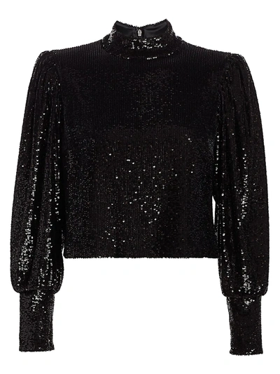 Shop A.l.c Women's Margaret Puff-sleeve Sequin Top In Black