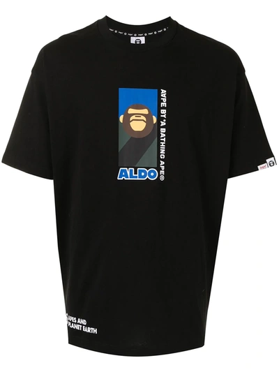 Shop Aape By A Bathing Ape Graphic-print Crew-neck T-shirt In Black
