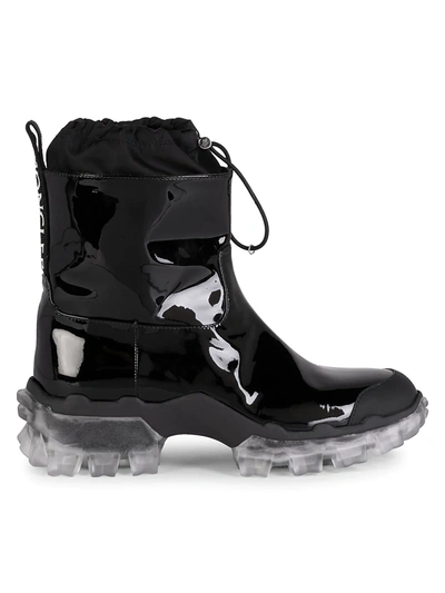 Shop Moncler Women's Halma Drawstring Patent Leather Boots In Black