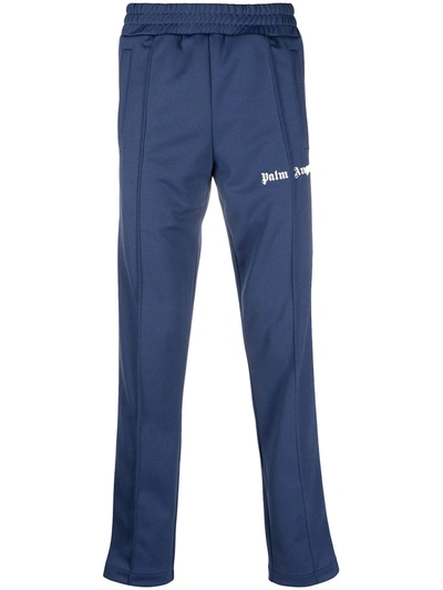 Shop Palm Angels Side-stripe Straight-leg Track Pants In Blue