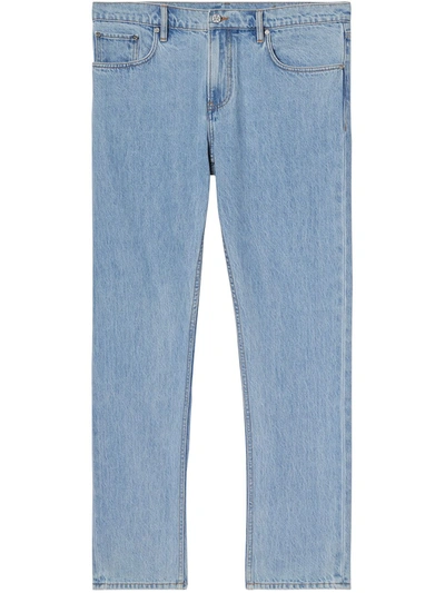 Shop Burberry Straight-fit Washed Jeans In Blue